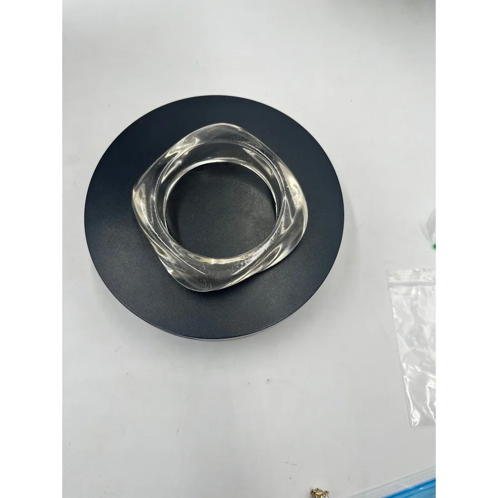 Vintage Clear Lucite Geometric‎ Wavy Chunky Bangle Bracelet